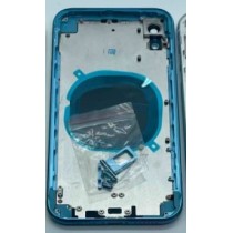 Carcasa chasis Tapa Trasera iPhone XR AZUL calidad PREMIUM logo