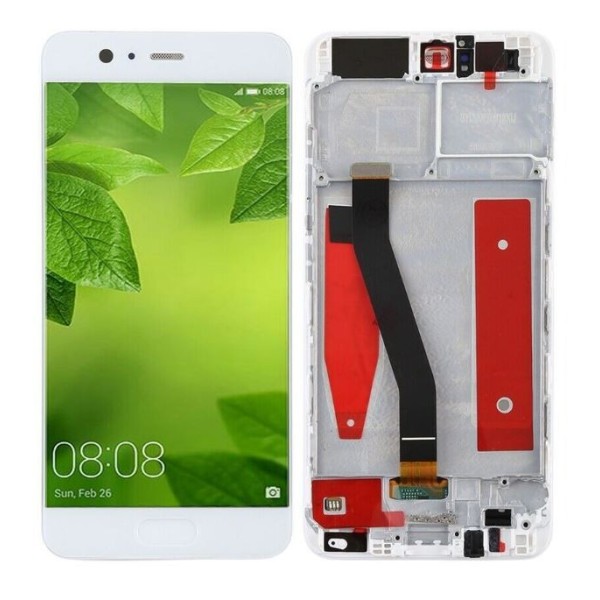 Pantalla con Marco Huawei P10 con huella dactilar BLANCO VTR-L09 PREMIUM (LCD/display + digitalizador/táctil)