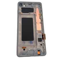 Pantalla con MARCO plata Samsung  S10 SM-G973F OLED 2  (LCD/display + digitalizador/táctil) 