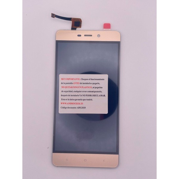Pantalla Xiaomi Redmi 4 PRO DORADA sin logo (LCD/display + digitalizador/táctil) 