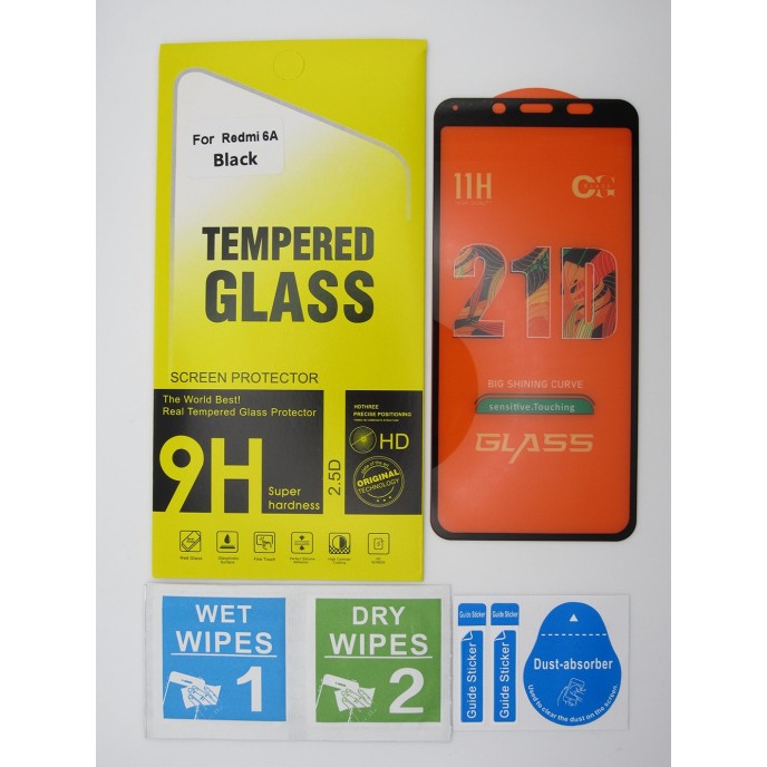 Cristal templado 3D 5D Xiaomi Redmi 6A Negro protector pantalla 21D