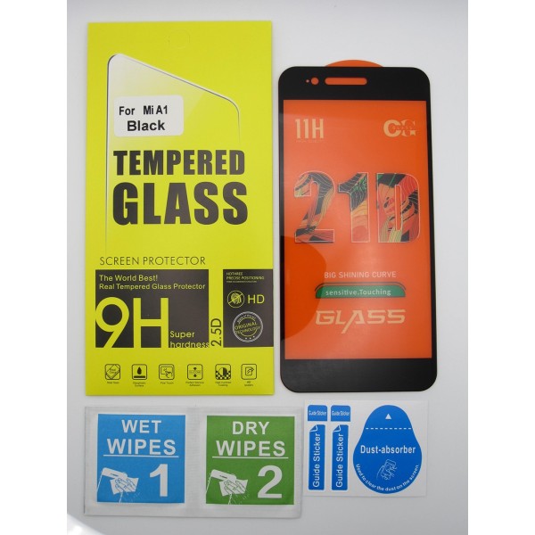 Cristal templado 3D 5D Xiaomi Mi A1 Negro protector pantalla 21D
